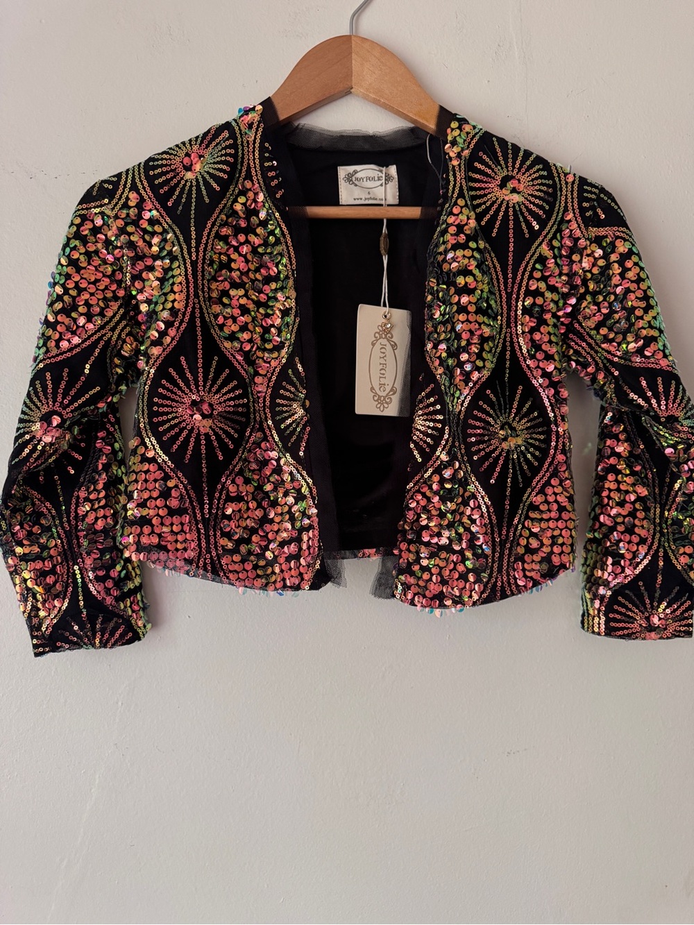 Joyfolie Beaded  Black Sequin Jacket - Size 6